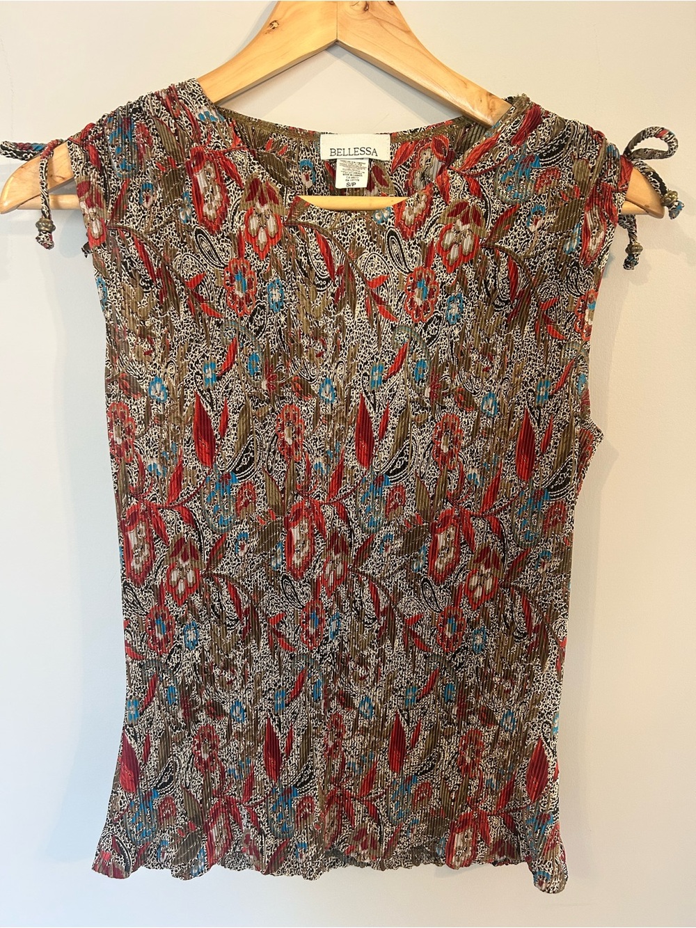 Vintage Y2K Slinky Floral Paisley Print Sleeveless Women’s Top S Indie Sleaze